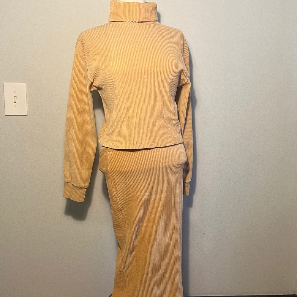 Corduroy Turtleneck top and skirt